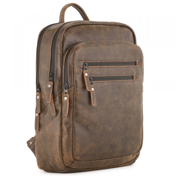 Мужской кожаный рюкзак "Джарвис" (коричневая наппа). фото 1