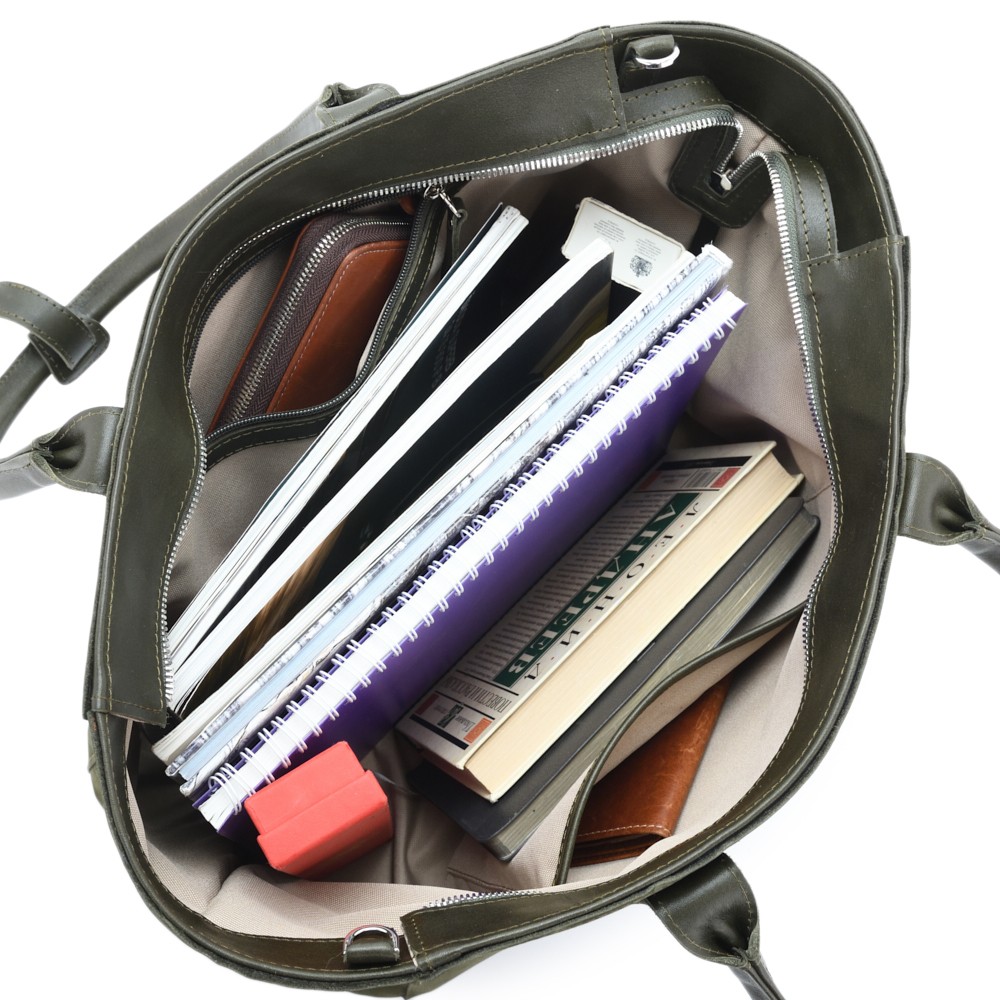 Кожаная женская сумка "Калипсо" (хаки)