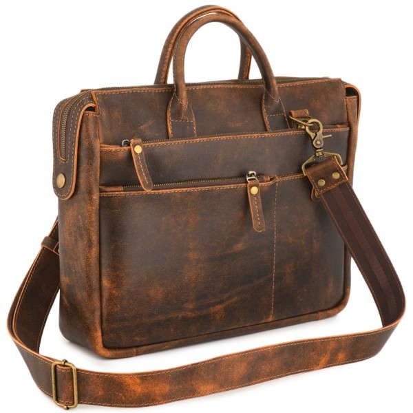 Кожаная деловая сумка "Гранд" (коричневая эксклюзив). фото 1