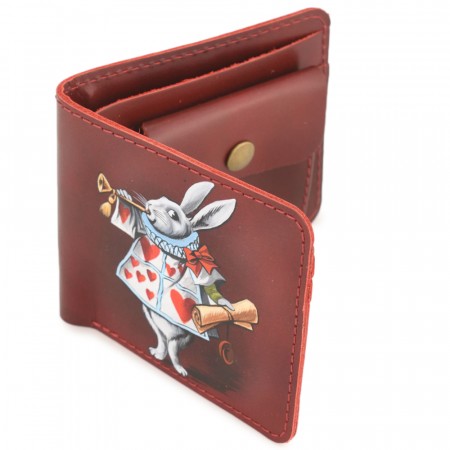  Кожаный бумажник "Рокки" "Заяц Глашатай" (бордо)