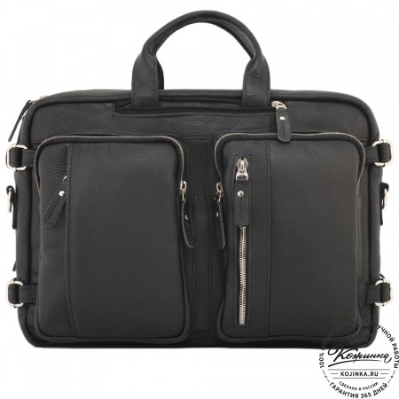 Кожаная сумка-рюкзак "Бигмэн" (черная)