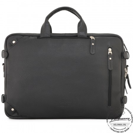 Кожаная сумка-рюкзак "Бигмэн" (черная)