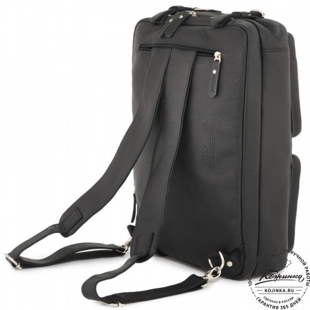 Кожаная сумка-рюкзак "Бигмэн" (черная)