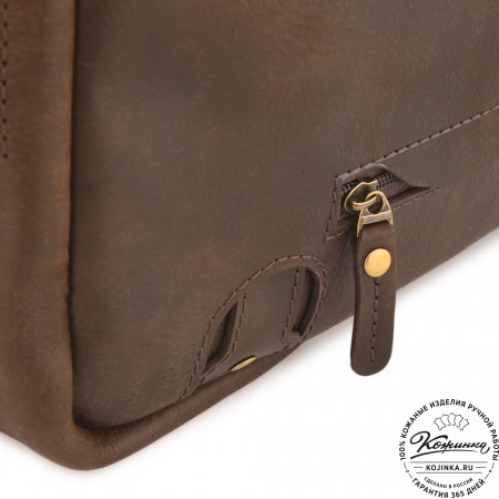 Кожаная мужская сумка-рюкзак "Генри" (коричневый)