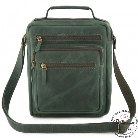  Мужская кожаная сумка "Гектор" (изумруд крейзи)