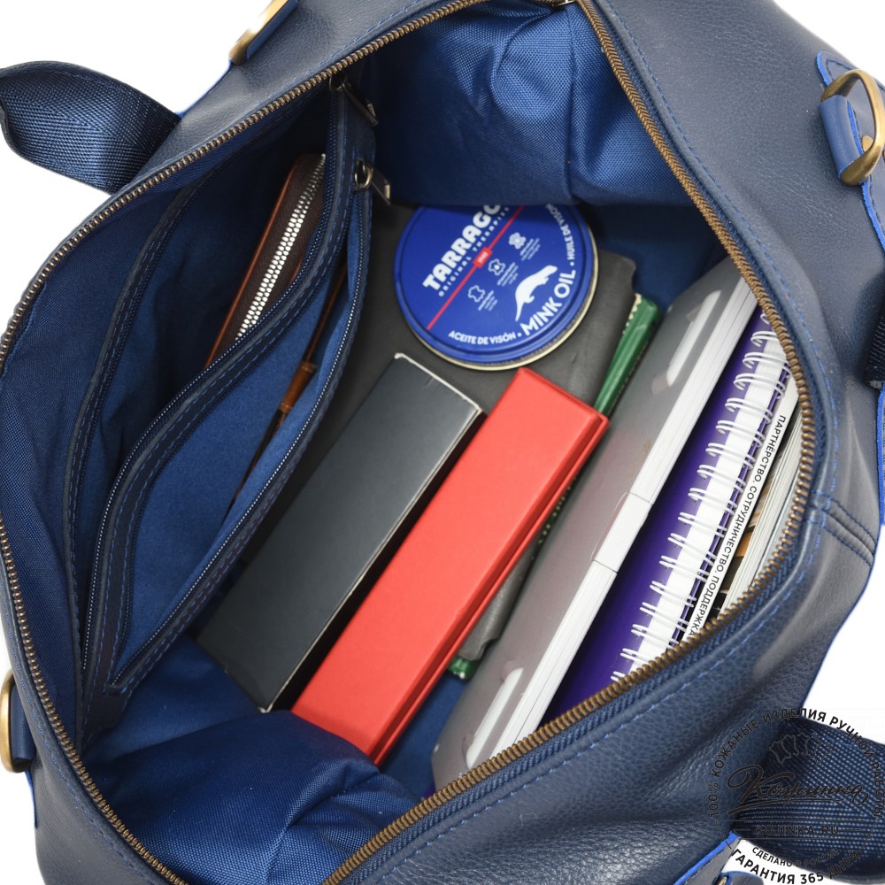 Кожаная дорожная сумка "Сити" (синий)