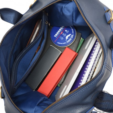 Кожаная дорожная сумка "Сити" (синий)