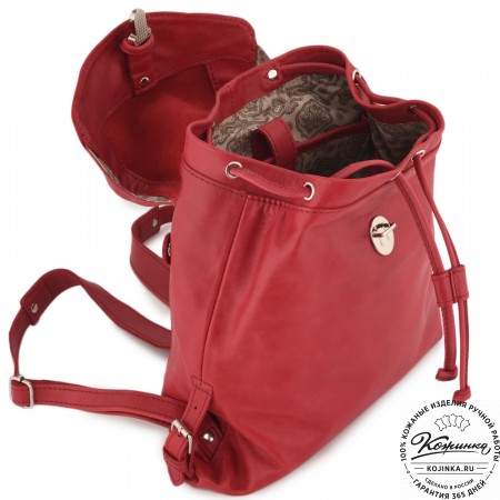  Женский кожаный рюкзак "Паулина" (малина) 