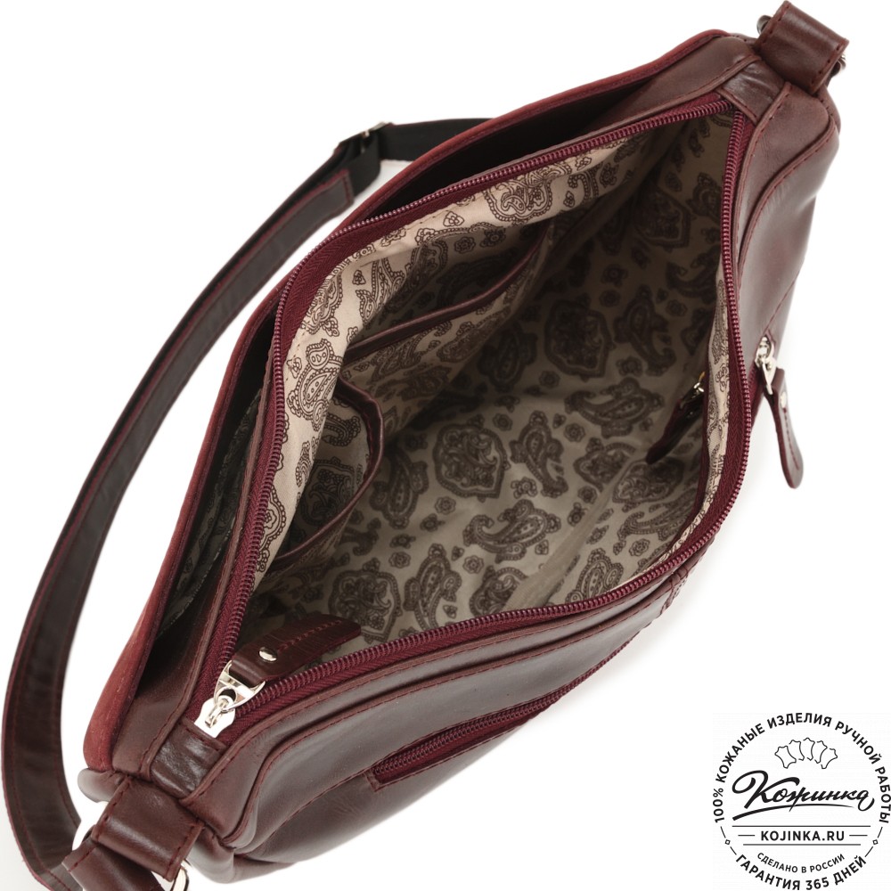 Женская кожаная сумка "Ладога" (вишня)