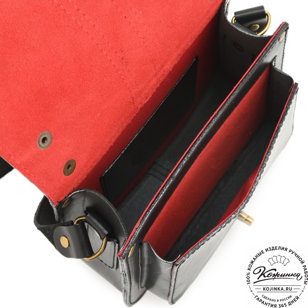 Кожаная сумка ручной работы "Париж" - с ручкой (черный)