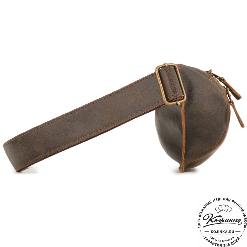 Кожаная сумка на пояс "Марио" (коричневая наппа)