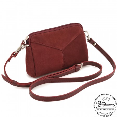  Кожаный клатч "Марта" (нубук вишня)