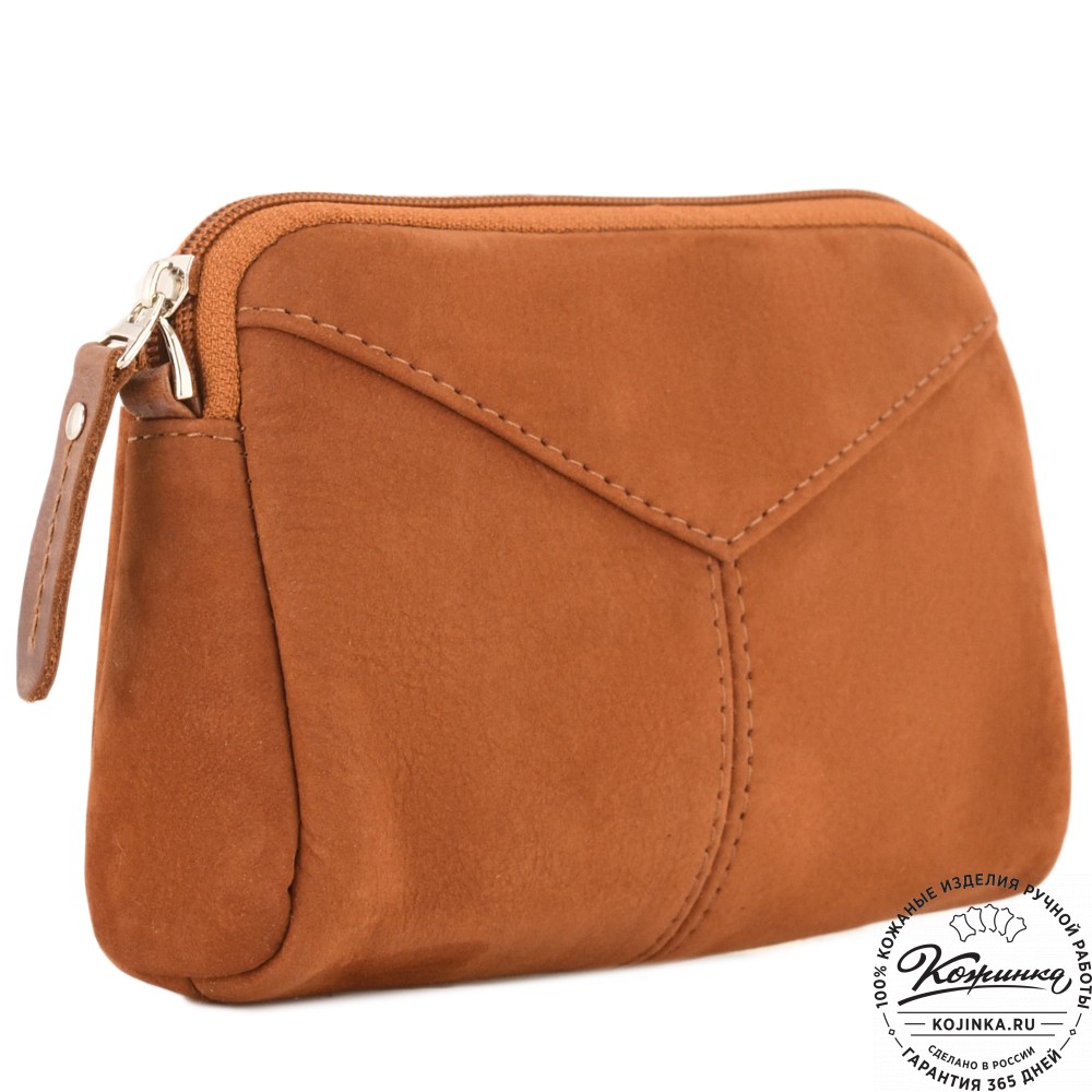  Кожаный клатч "Марта" (нубук рыжий)