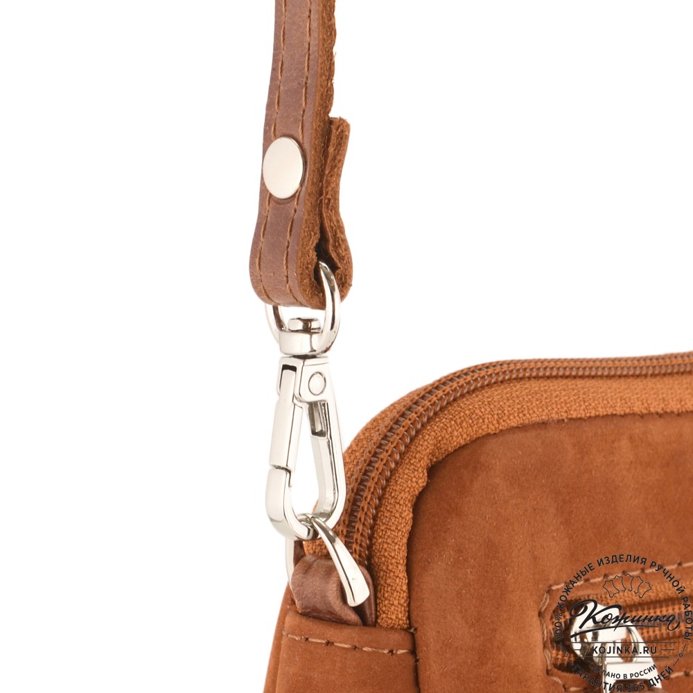  Кожаный клатч "Марта" (нубук рыжий)