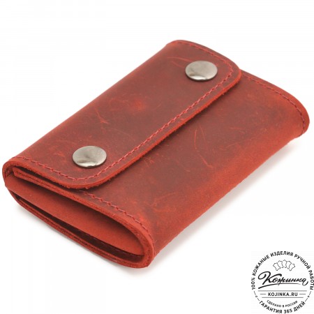 Кожаный кошелек "Пигги" (красный крейзи)