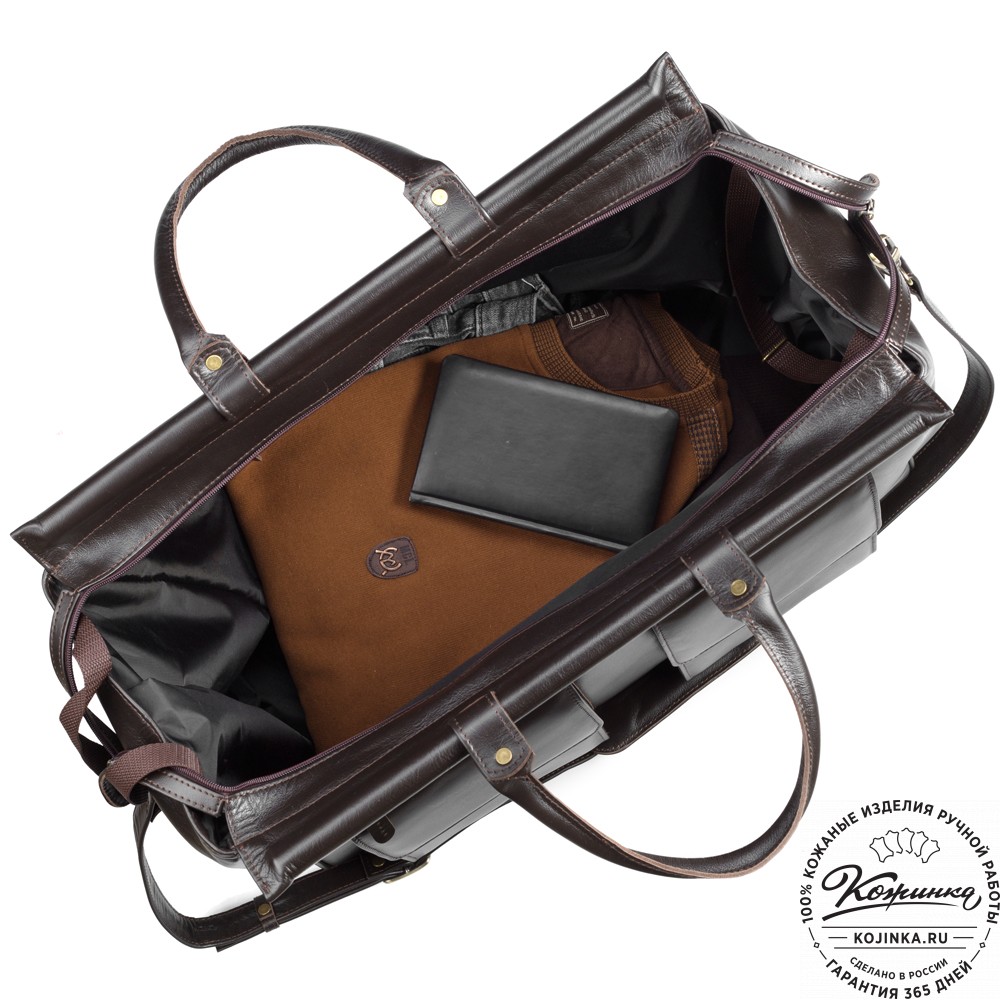 Кожаный дорожный саквояж "Бранденбург" (тёмно-коричневый)