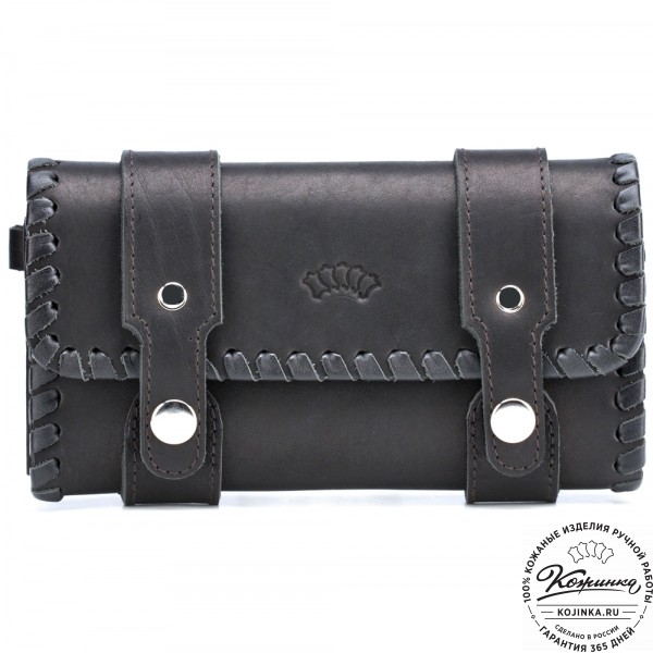 Кожаный клатч "Смит" (чёрный). фото 1