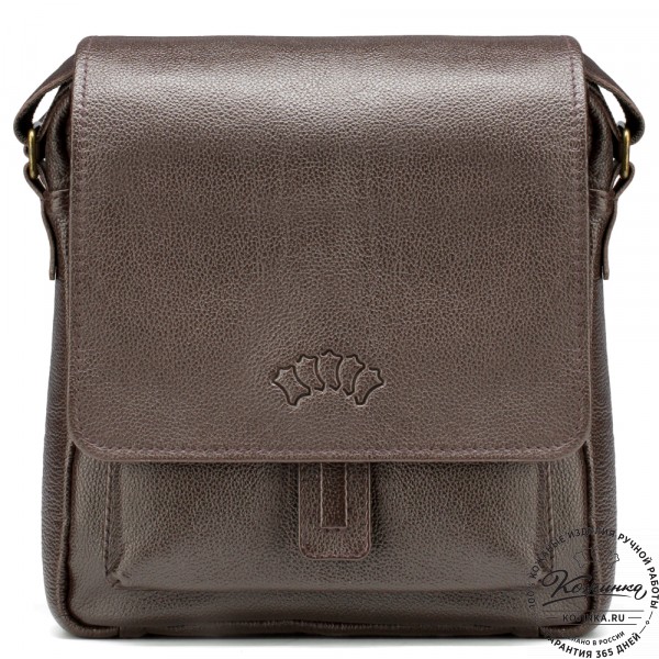 Кожаная сумка через плечо "Алекс" (тёмно-коричневая) . фото 1