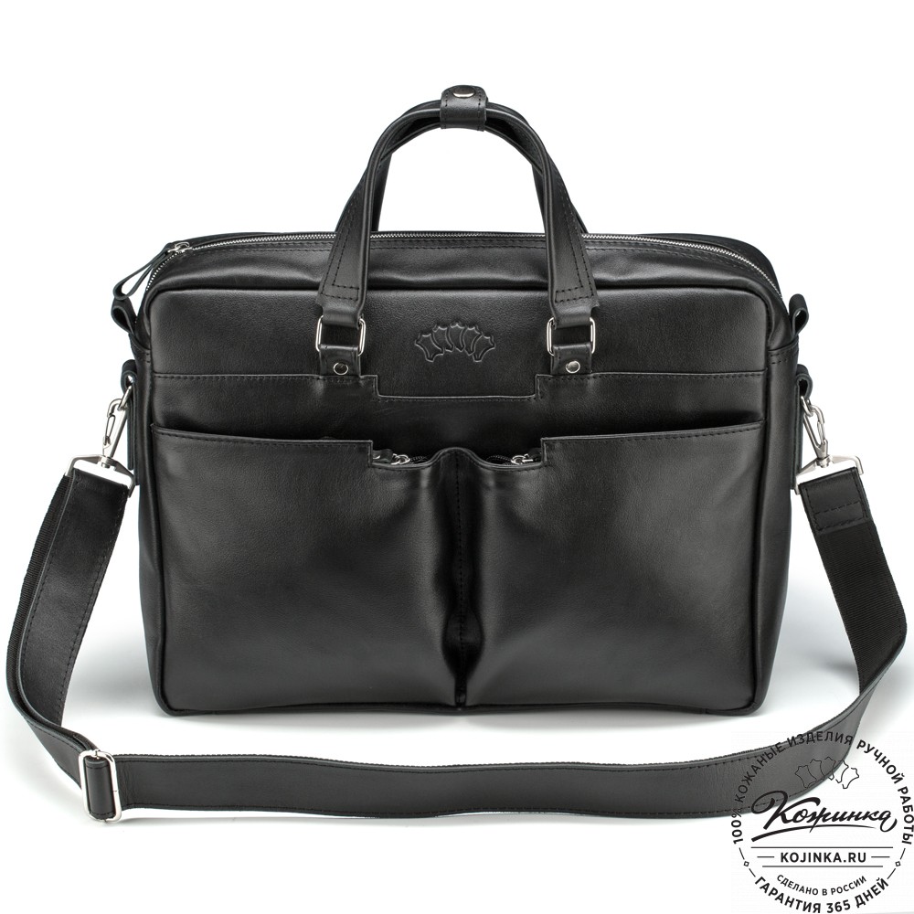 Кожаная деловая сумка "Хантер" (чёрная)