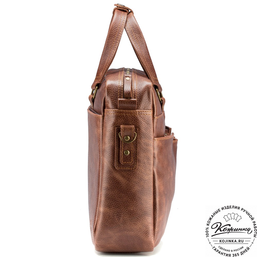 Кожаная деловая сумка "Хантер" (светло-коричневая)