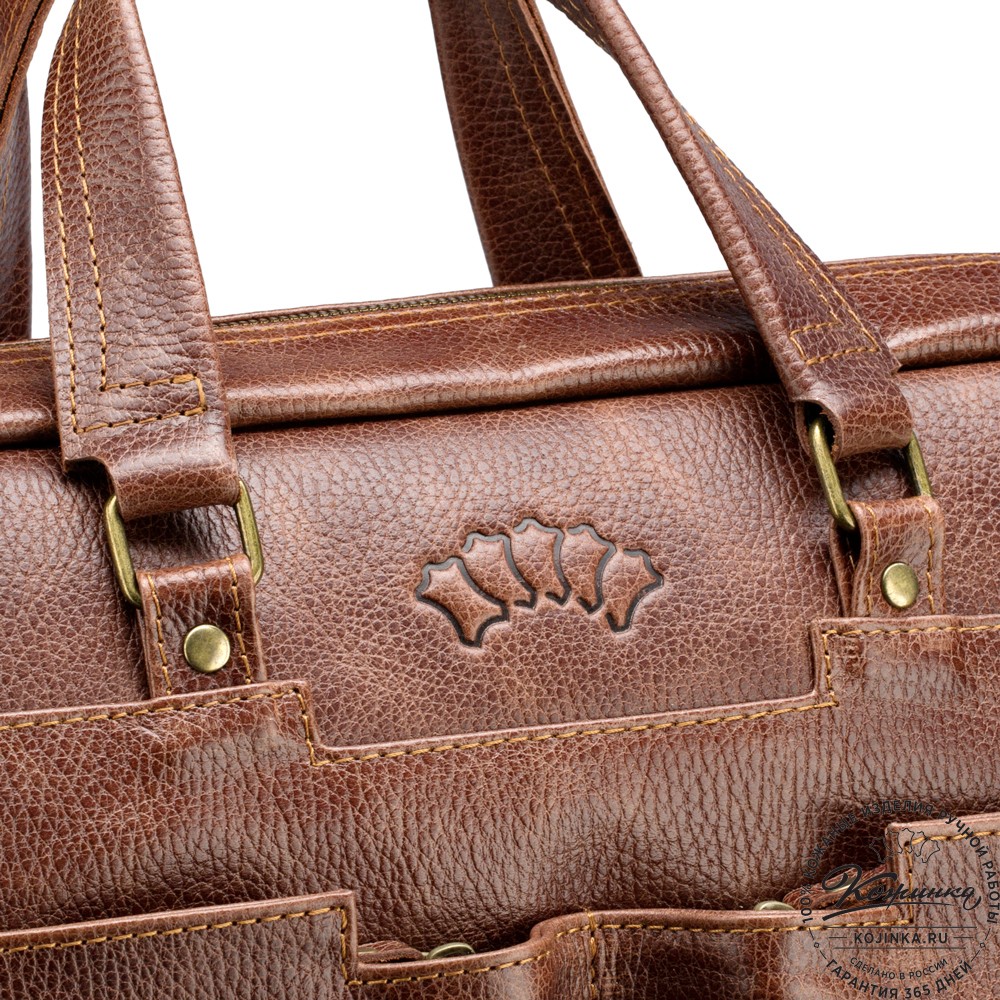 Кожаная деловая сумка "Хантер" (светло-коричневая)