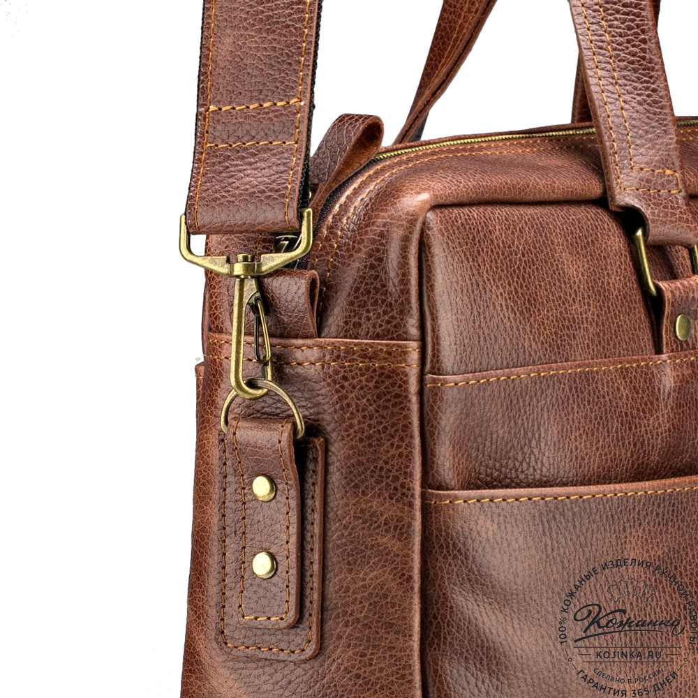 Кожаная деловая сумка "Хантер" (светло-коричневая)