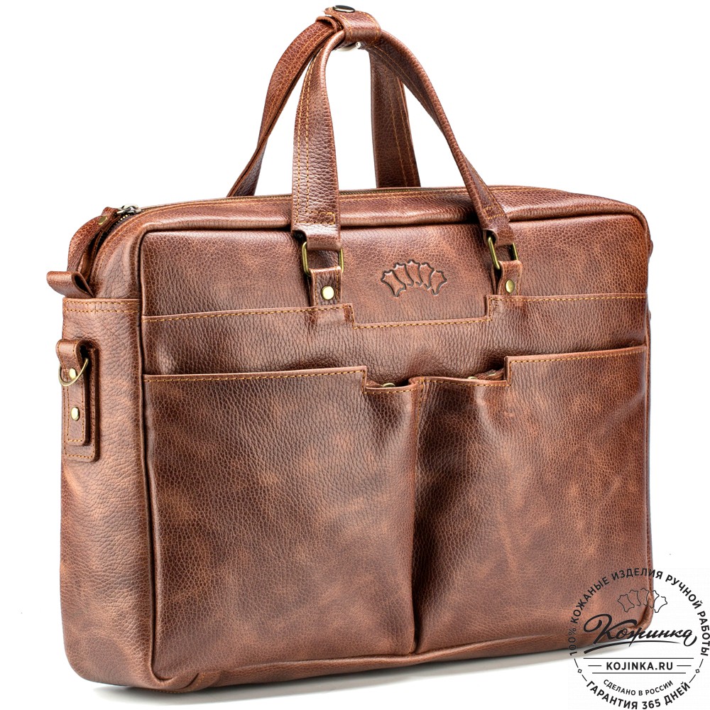 Кожаная деловая сумка "Хантер" (светло-коричневая)