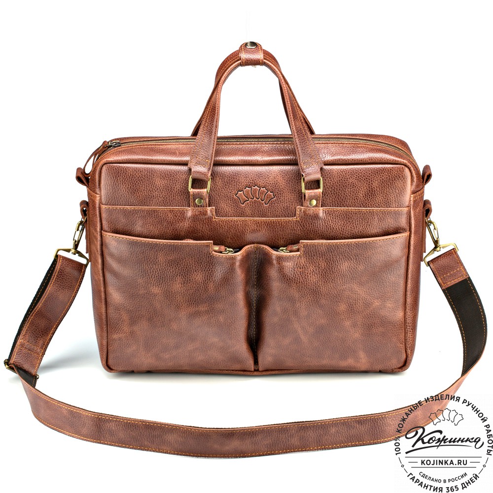 Кожаная деловая сумка "Хантер" (светло-коричневая)