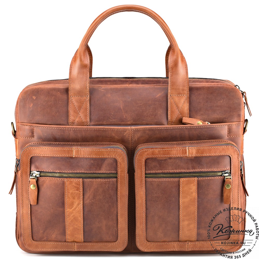 Кожаная деловая сумка "Гильермо" (коричневый крейзи) 