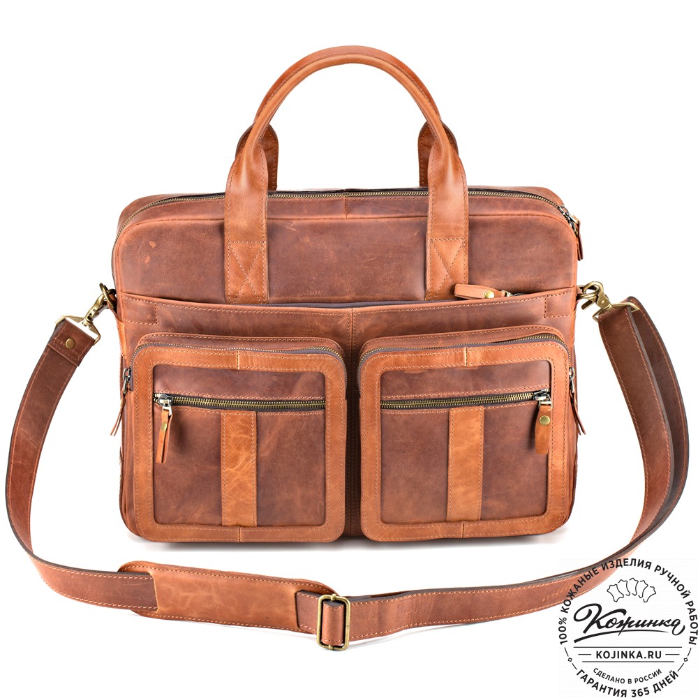 Кожаная деловая сумка "Гильермо" (коричневый крейзи) 