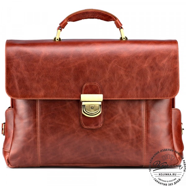 Кожаный портфель "Борменталь" (рыжий антик). фото 1
