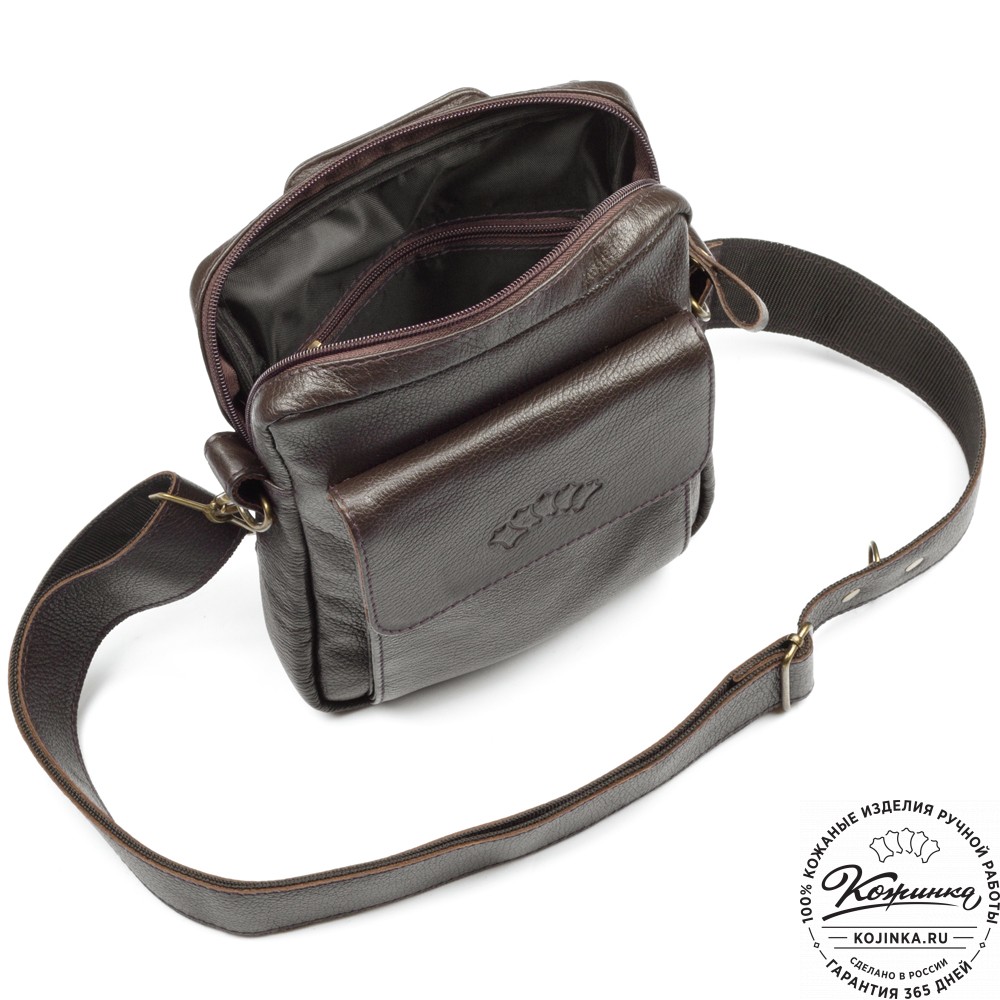 Кожаная нагрудная сумка "Стивен" (тёмно-коричневая)