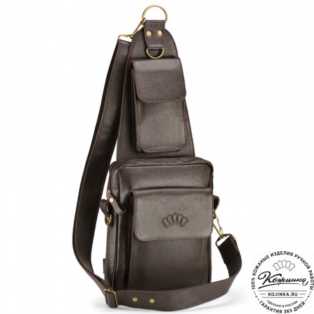 Кожаная нагрудная сумка "Стивен" (тёмно-коричневая)