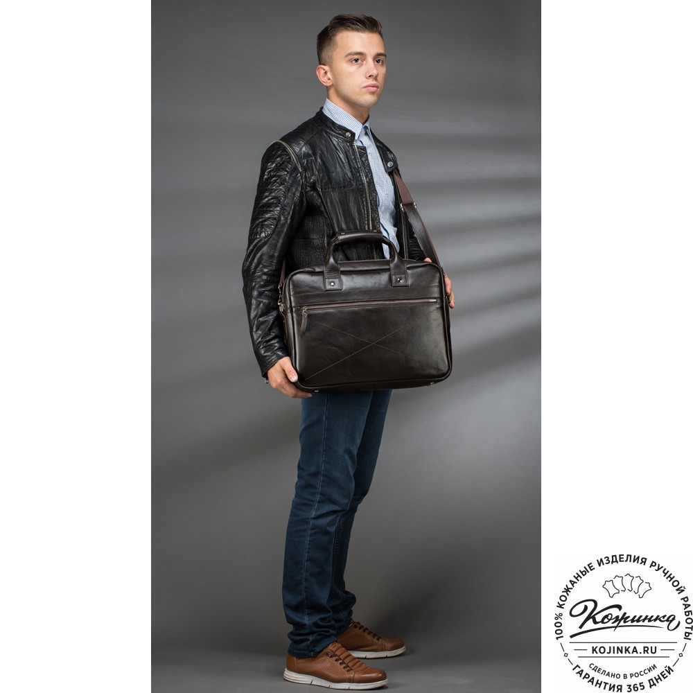 Кожаная деловая сумка "Андерсон" (коричневая) 