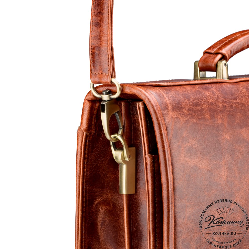 Кожаный портфель "Брест" (рыжий антик)