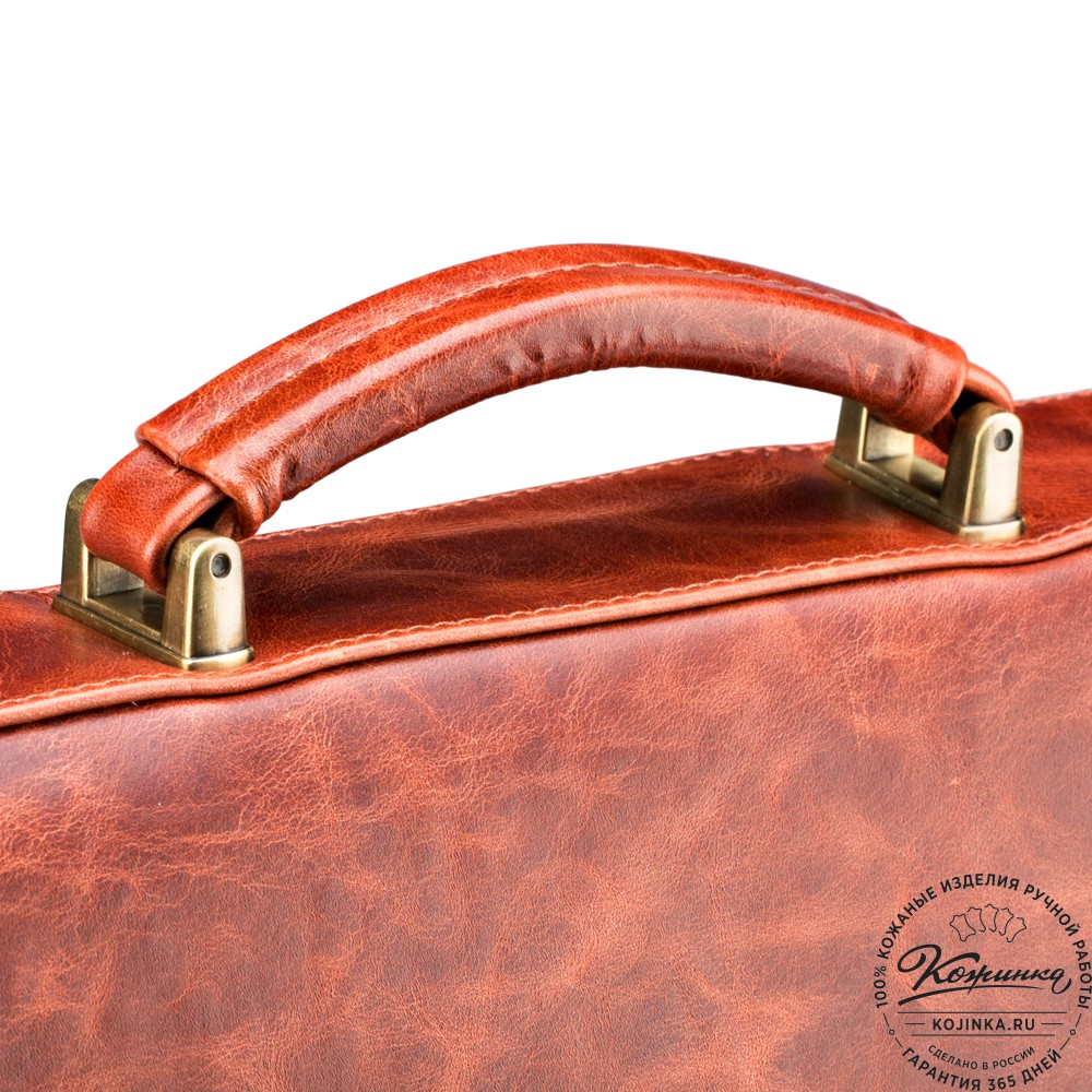 Кожаный портфель "Брест" (рыжий антик)