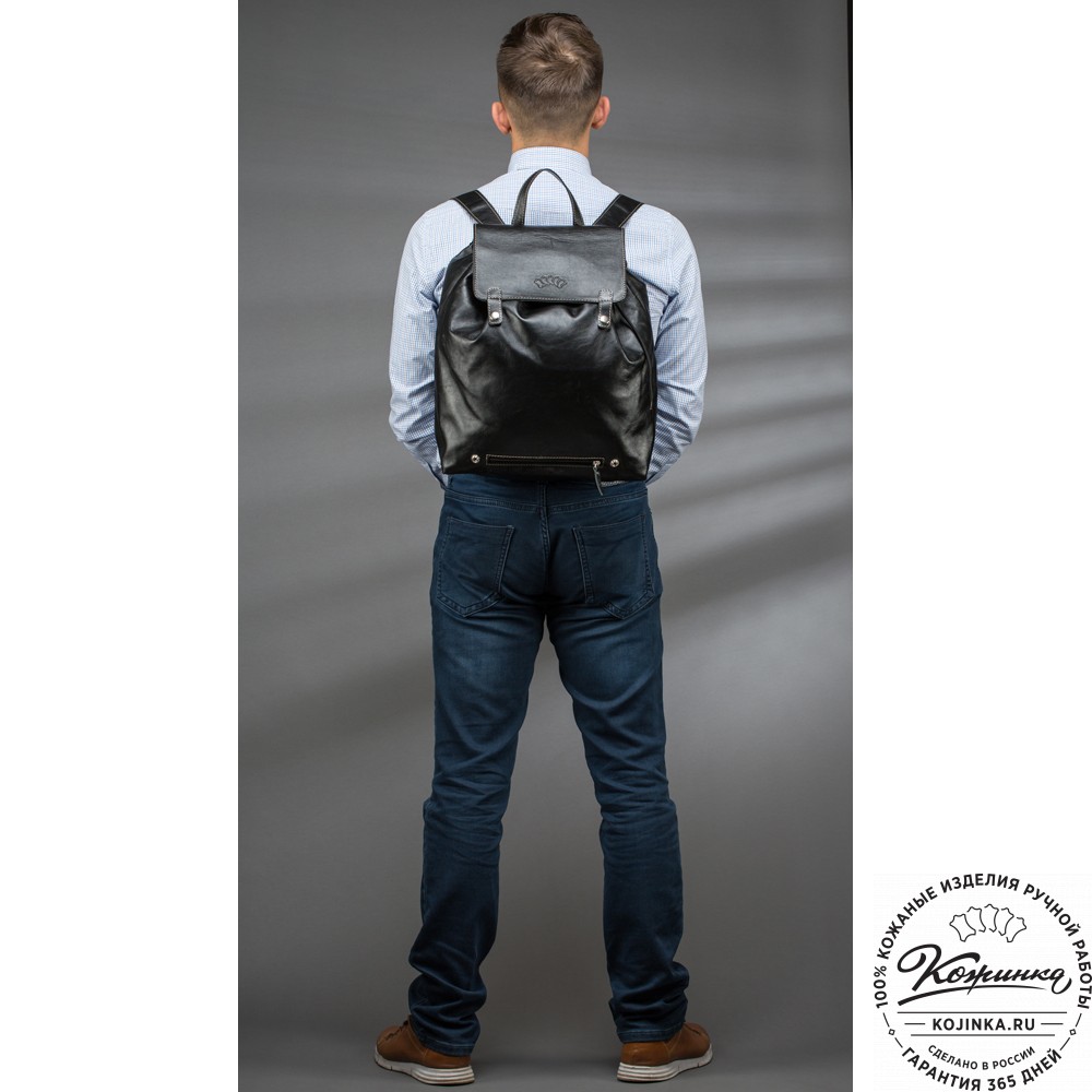 Кожаный рюкзак "Брук" (чёрный)
