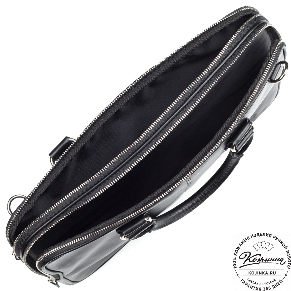 Кожаная деловая сумка "Кларк" (чёрная) 