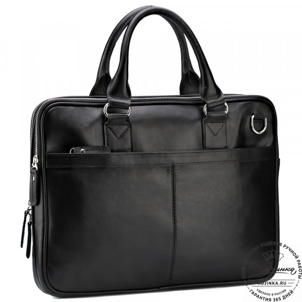 Кожаная деловая сумка "Кларк" (чёрная) . фото 1