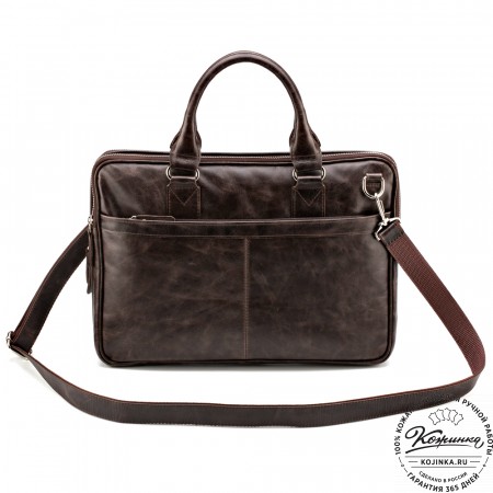 Кожаная деловая сумка "Кларк" (тёмно-коричневый антик) 
