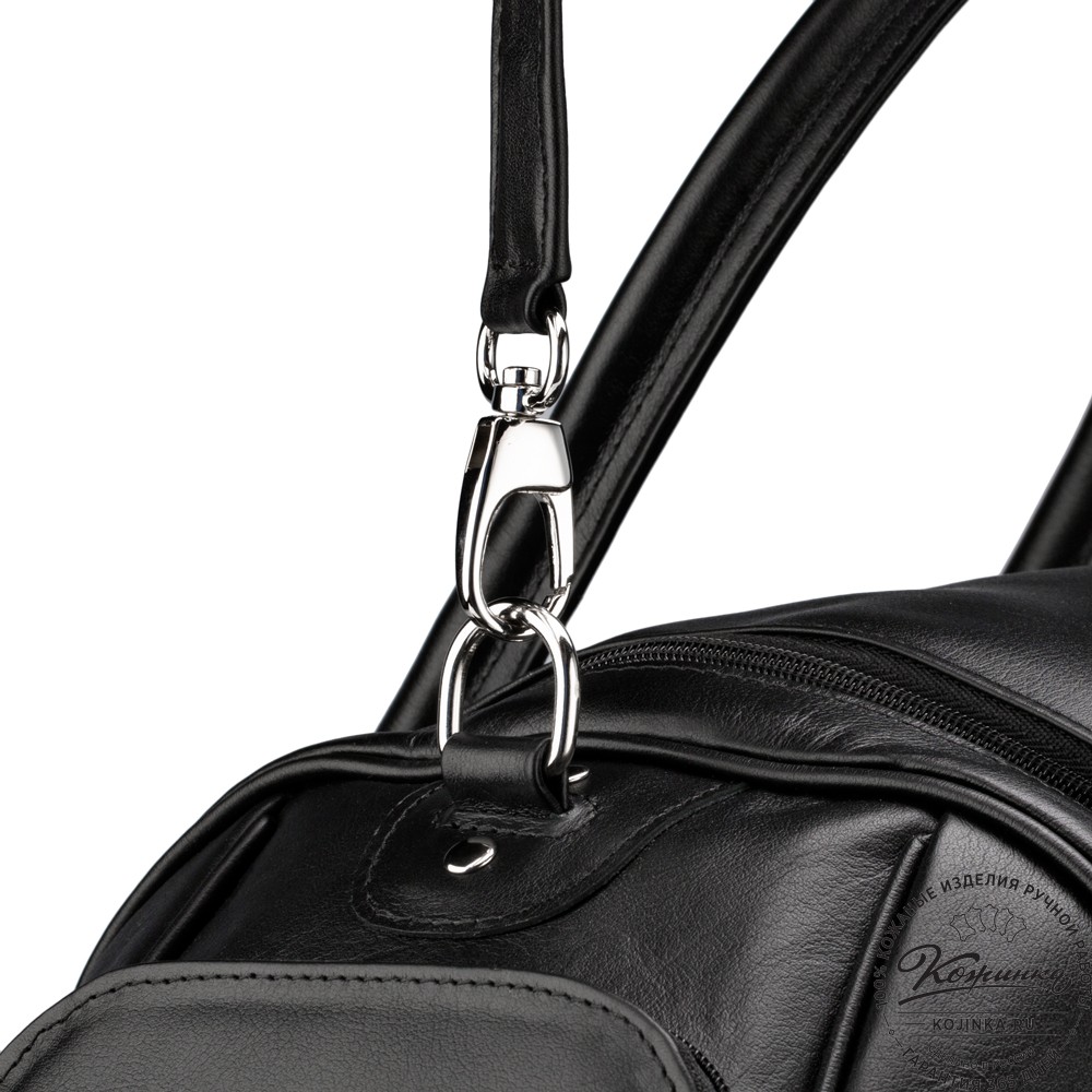 Кожаная дорожно-спортивная сумка "Дональд" (чёрная)