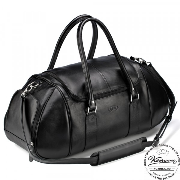 Кожаная дорожно-спортивная сумка "Дональд" (чёрная). фото 1