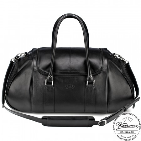 Кожаная дорожно-спортивная сумка "Дональд" (чёрная)