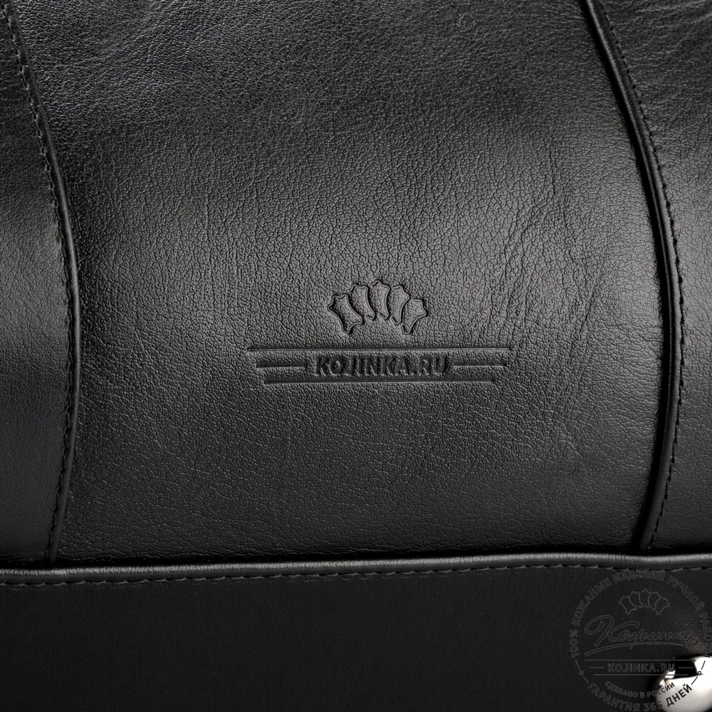 Кожаная дорожно-спортивная сумка "Дональд" (чёрная)