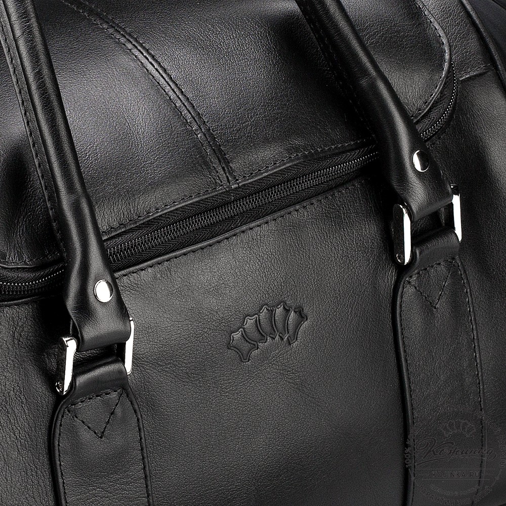 Кожаная дорожно-спортивная сумка "Дональд" (чёрная)