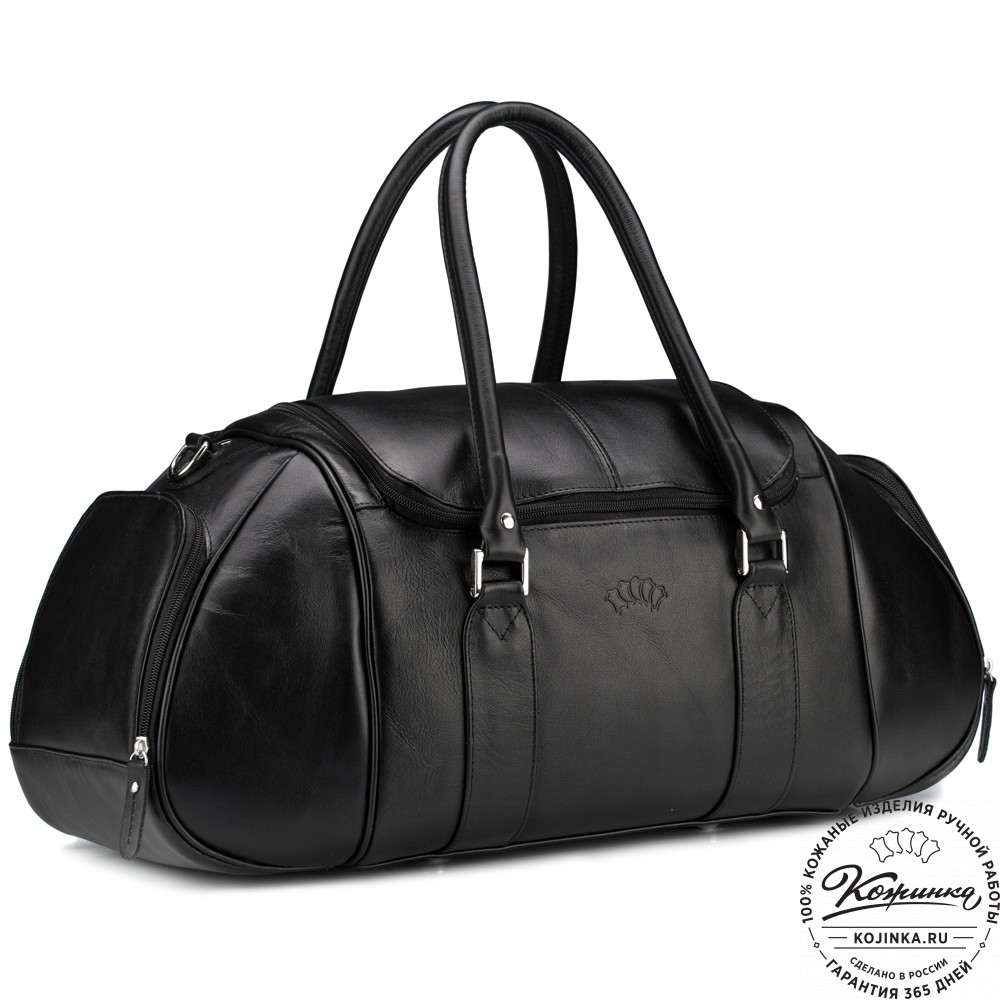 Кожаная дорожно-спортивная сумка "Дональд" (чёрная)