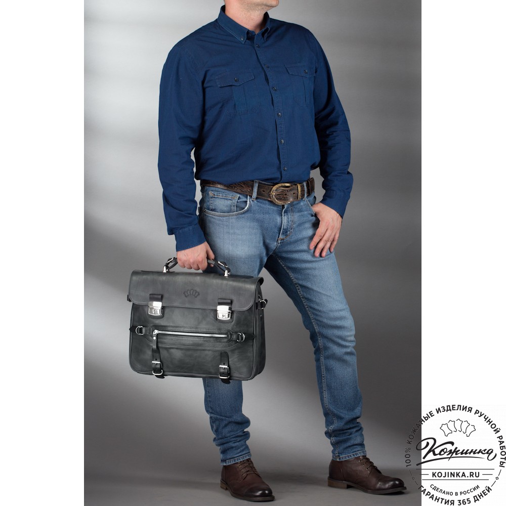 Кожаный портфель "Сталкер" (черный антик)