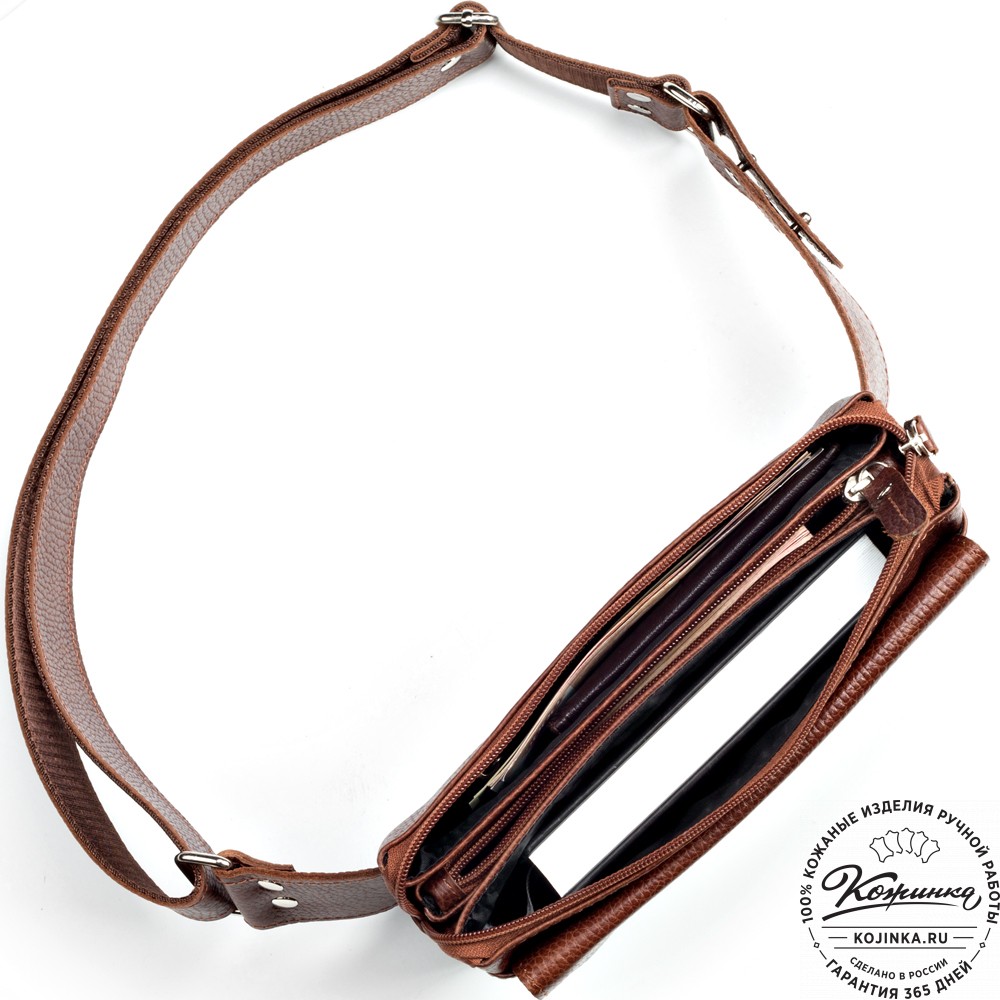 Кожаная сумка на пояс "Юнис" (светло-коричневая) 