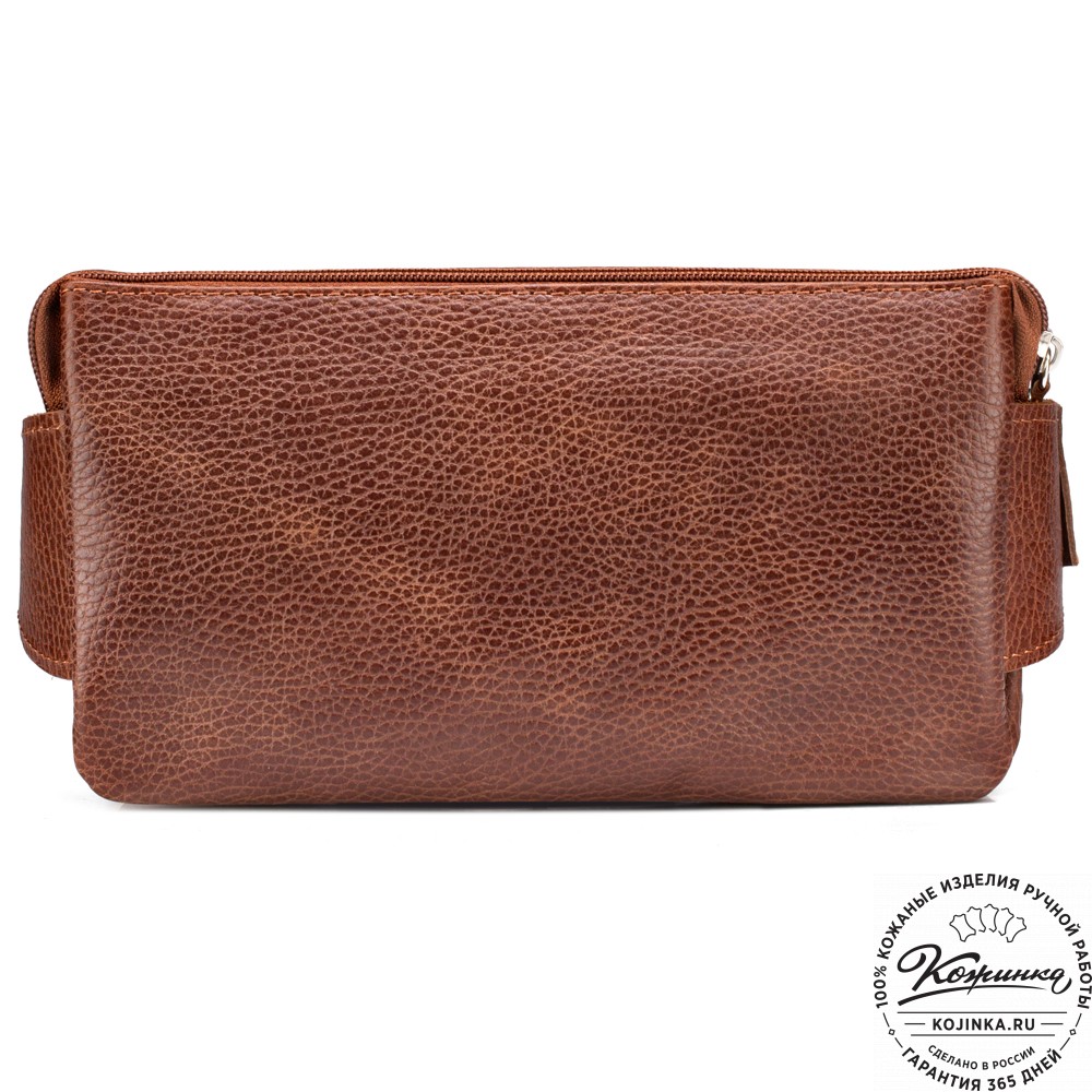 Кожаная сумка на пояс "Юнис" (светло-коричневая) 