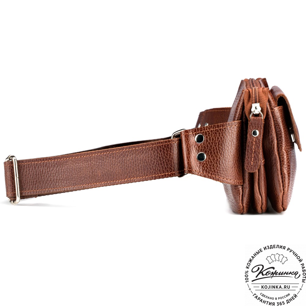 Кожаная сумка на пояс "Юнис" (светло-коричневая) 